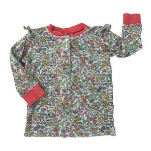 3 Baby Bliss Girls Floral Henley Style Top Shirt Pink Trim 100% Cotton